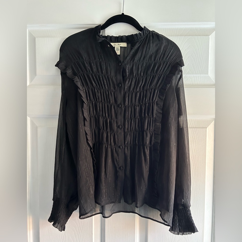 Black long sleeve button down blouse